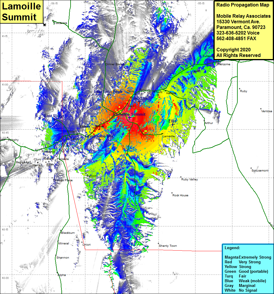 heat map radio coverage Lamoille Summit